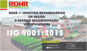 ROHR Industria em busca da Certificação ISO 9001:2015.